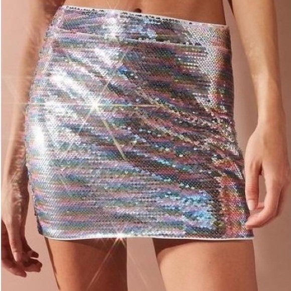 Urban Outfitters UO Rainbow Sequin Mini Skirt Size M - Picture 3 of 10